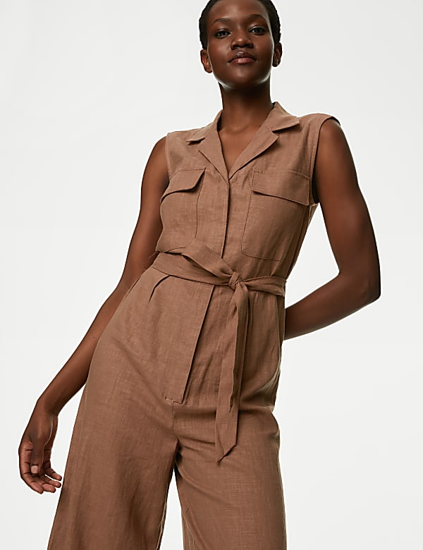 Linen mix jumpsuit discount
