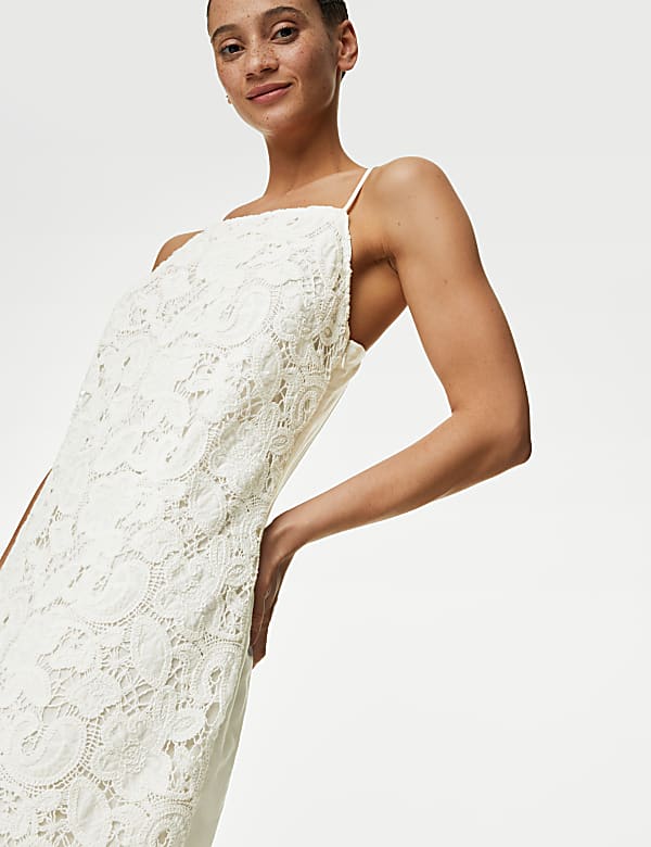 Cotton Rich Embroidered Square Neck Dress