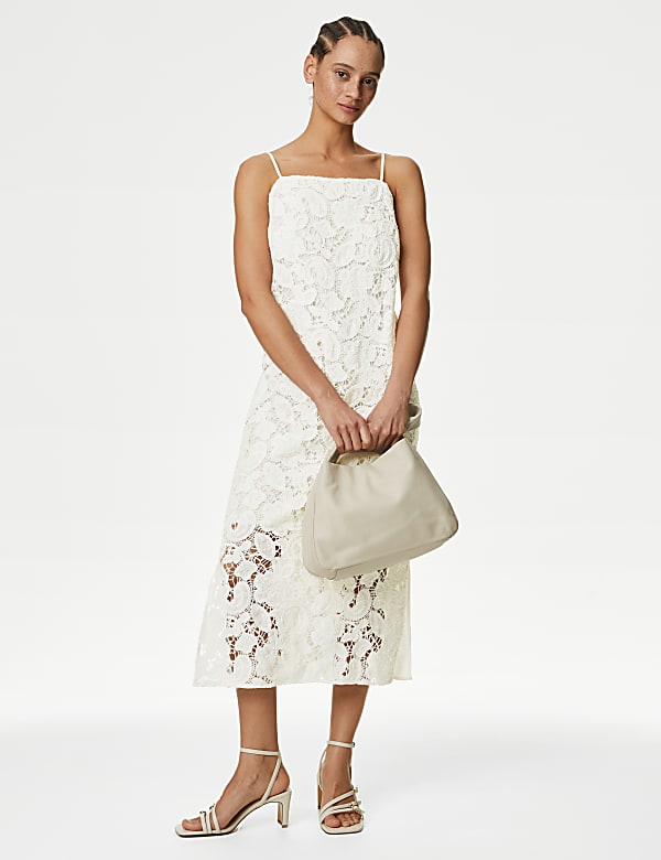 Cotton Rich Embroidered Square Neck Dress