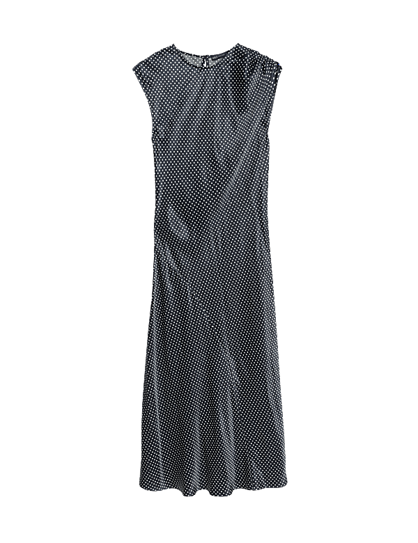 Satin Polka Dot Midi Column Dress