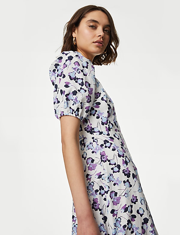 Linen Rich Square Neck Midaxi Day Dress