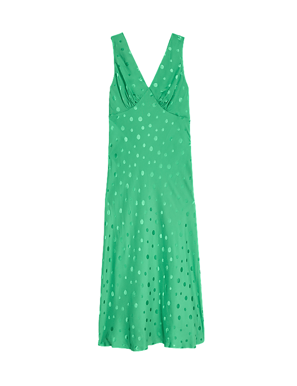 Jacquard Polka Dot Midaxi Slip Dress