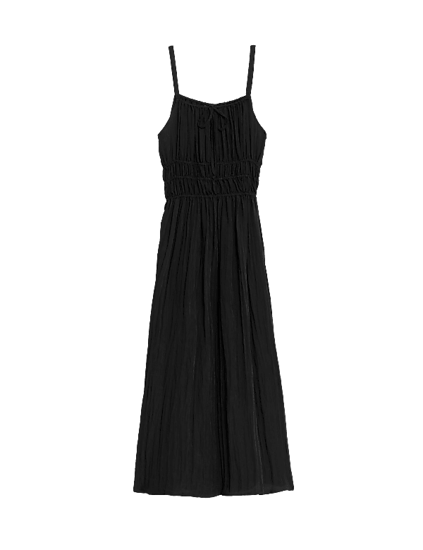 Crinkle Smocked Cami Midi Slip Dress