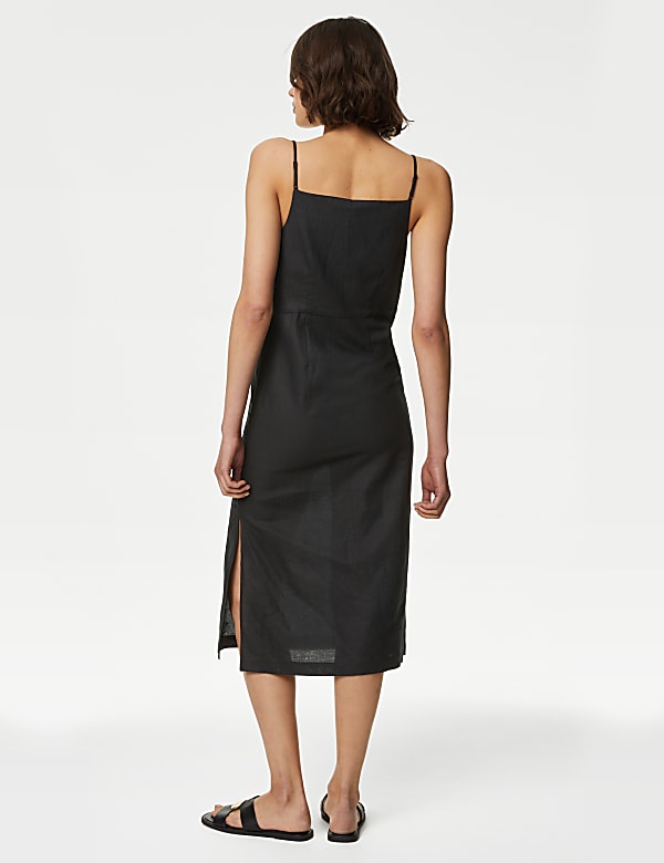Linen Rich Beaded Midi Slip Dress