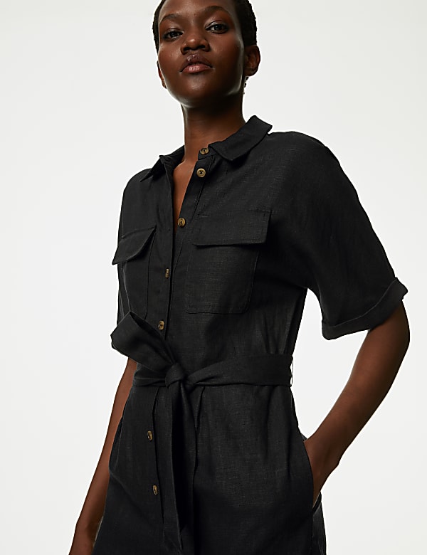 Black short sleeve playsuit clearance