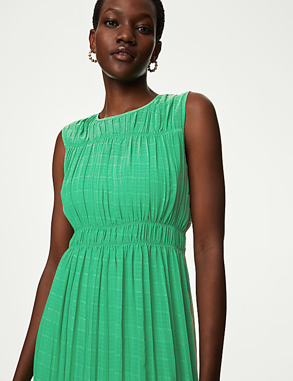 Smocked Midaxi Waisted Dress GREEN Dresses M S MX