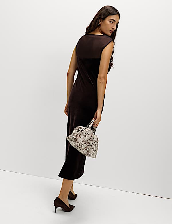 Robe midaxi coupe droite à dentelle transparente - LU