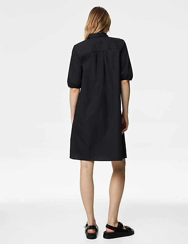 Pure Cotton Puff Sleeve Mini Swing Dress