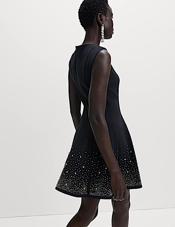 Embellished Mini Skater Dress - CZ