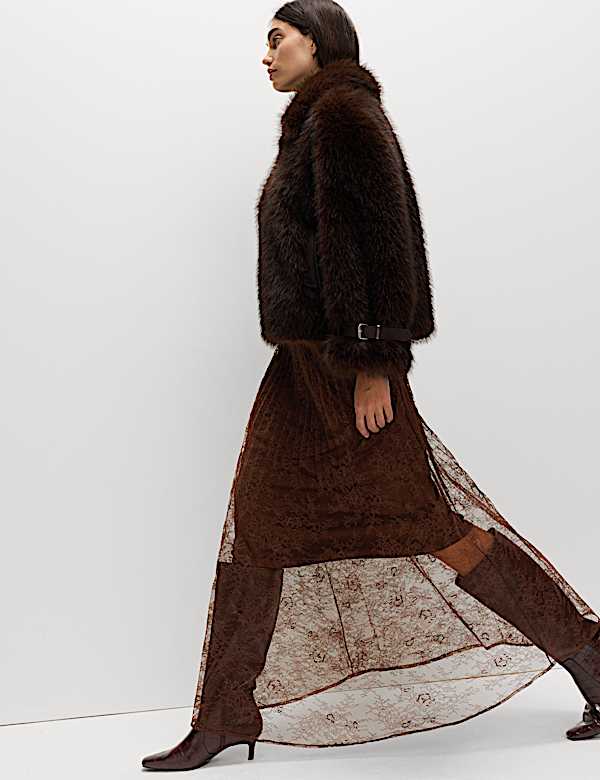 Lace Pleated Midaxi Skirt - MX