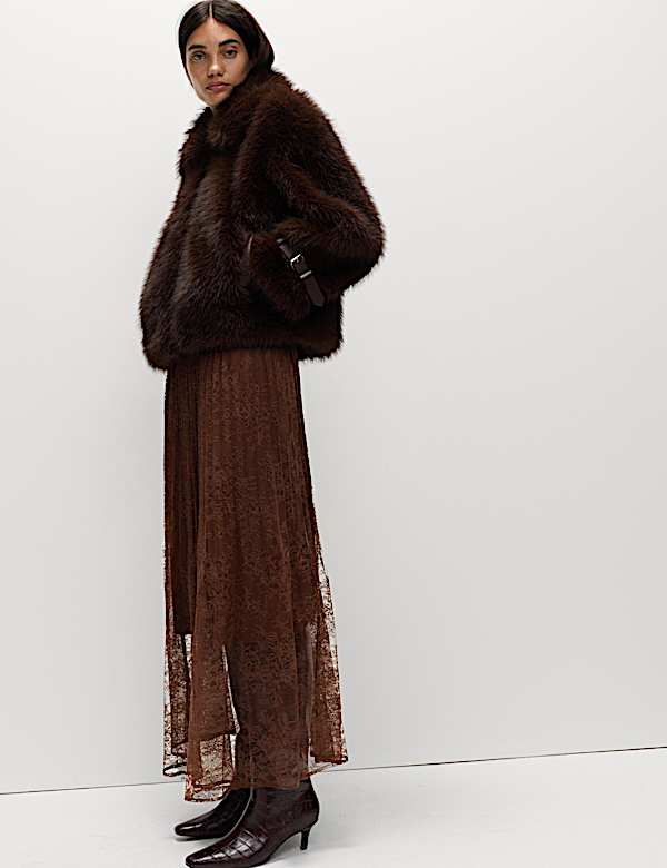 Lace Pleated Midaxi Skirt - BE