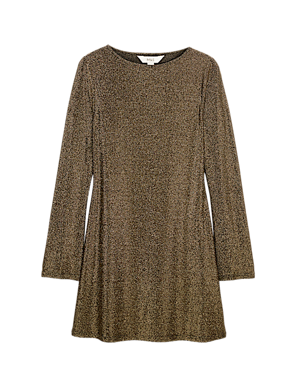 Lurex Metallic Mini Shift Dress