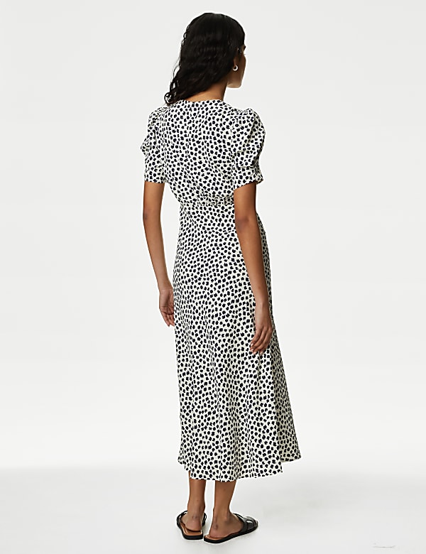 Printed Puff Sleeve Midaxi Tea Dress