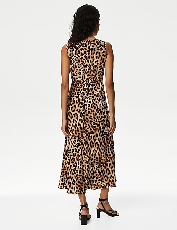 Printed V-Neck Button Front Midaxi Tea Dress