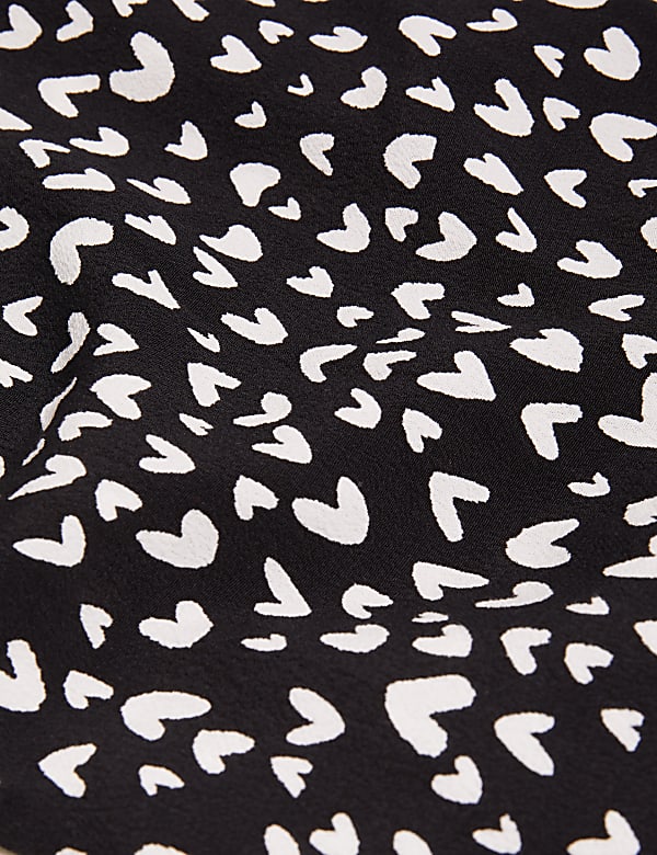 Heart Print Midaxi A-Line Skirt