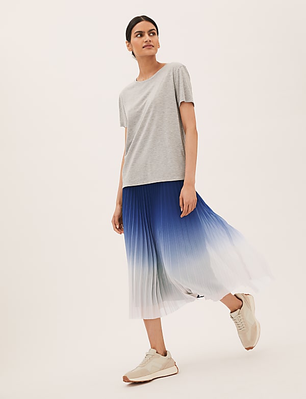Ombre Pleated Midaxi Skirt