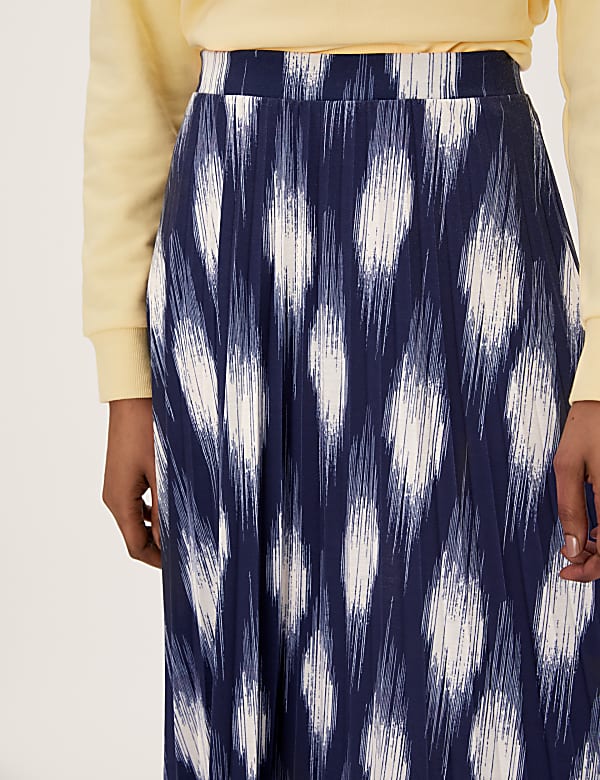 Jersey Printed Pleated Midaxi Skirt
