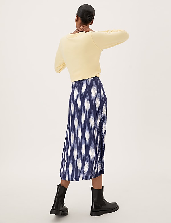 Jersey Printed Pleated Midaxi Skirt