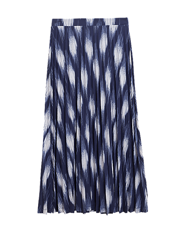 Jersey Printed Pleated Midaxi Skirt