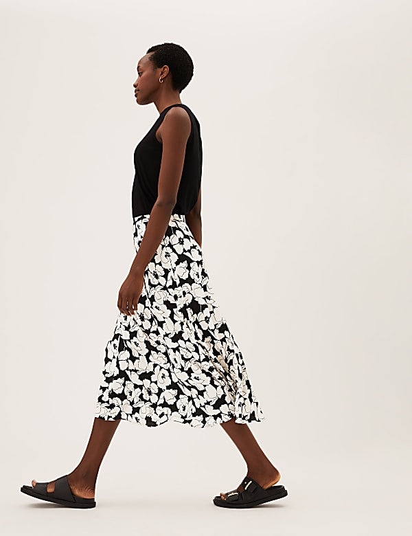 Floral Midi A-Line Skirt