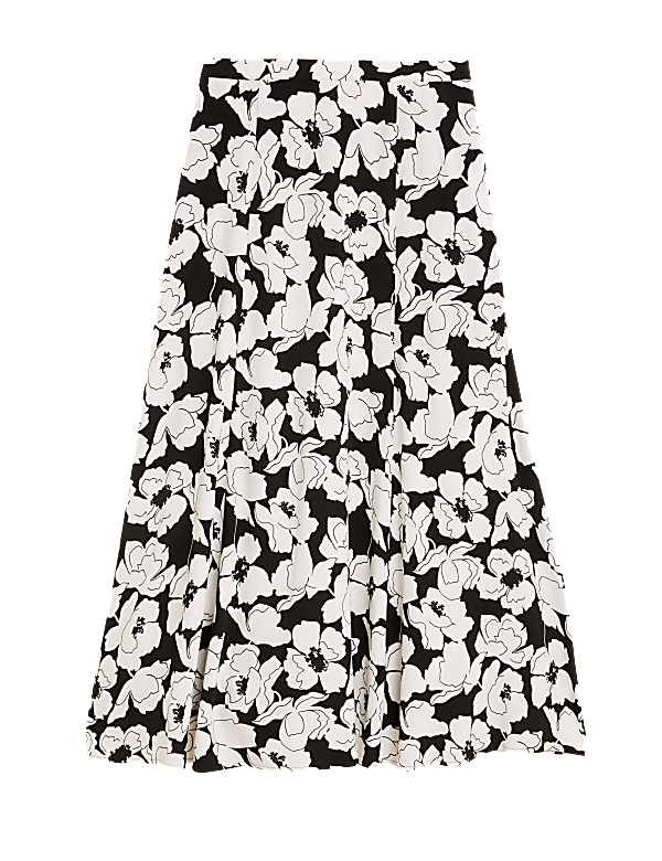 Floral Midi A-Line Skirt
