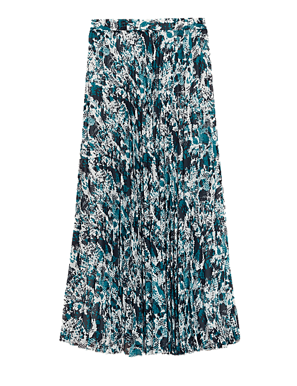 Animal Print Pleated Midaxi Skirt