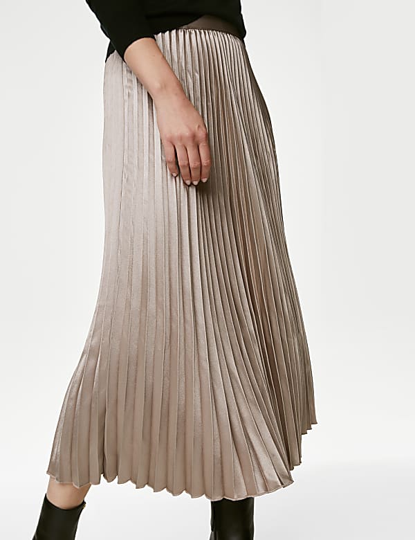 Satin Pleated Midaxi Skirt