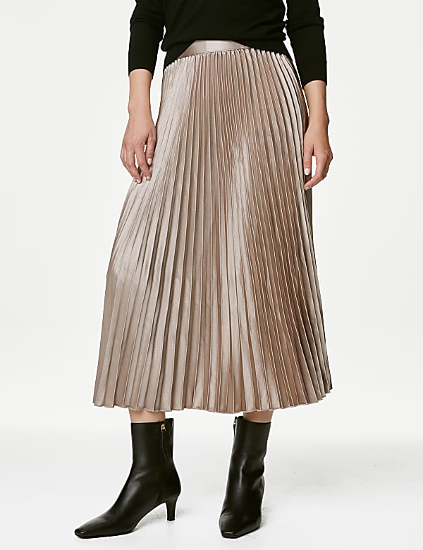 Satin Pleated Midaxi Skirt