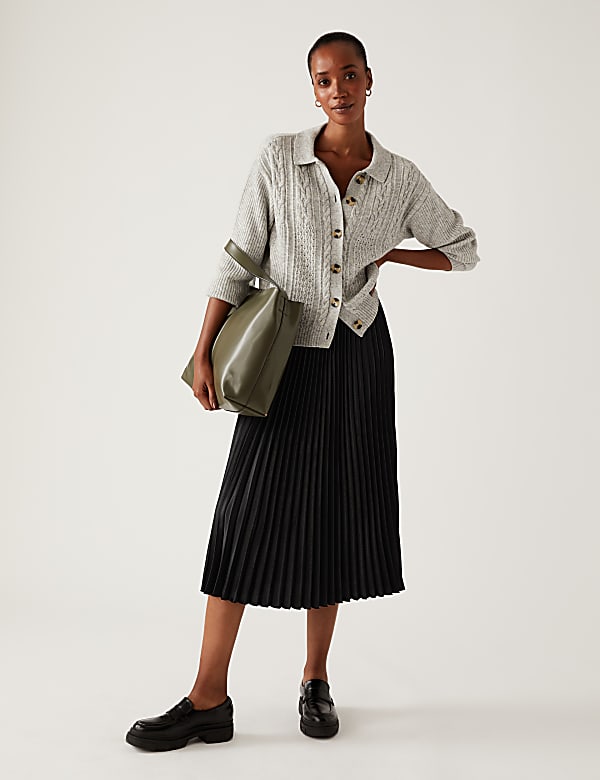 Satin Pleated Midaxi Skirt