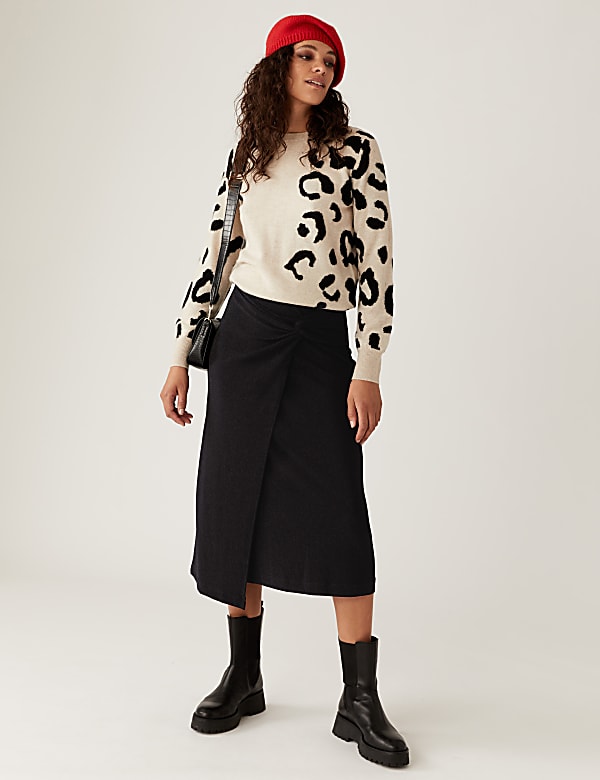 Jersey Sparkly Knotted Midi Pencil Skirt