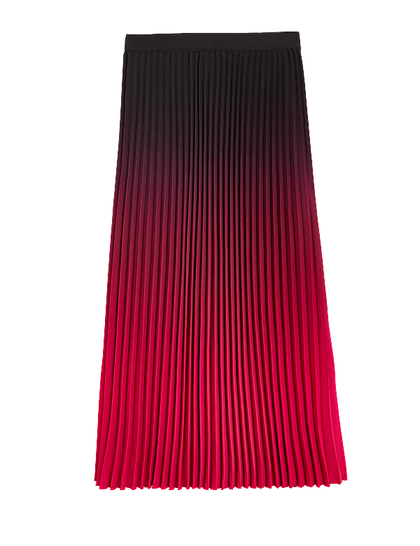 Red ombre pleated skirt on sale
