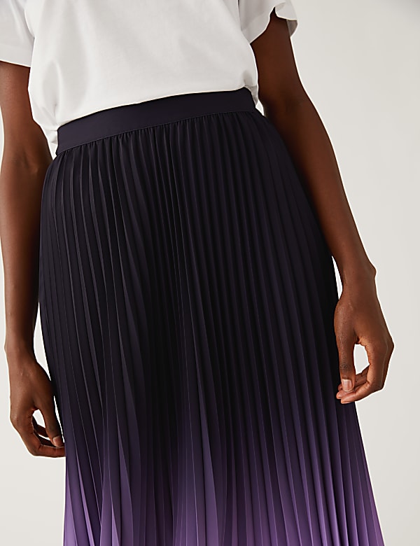Ombre Pleated Midaxi Skirt