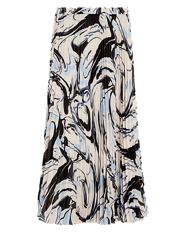Marble Print Pleated Midaxi Skirt