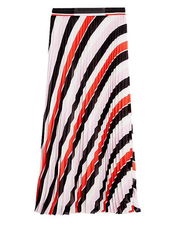 Striped Pleated Midaxi Skirt