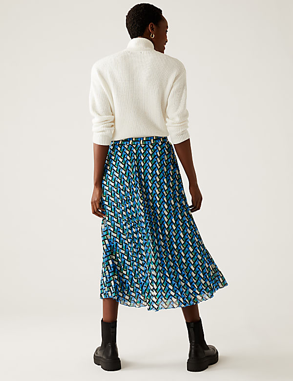 Geometric Pleated Midaxi Skirt
