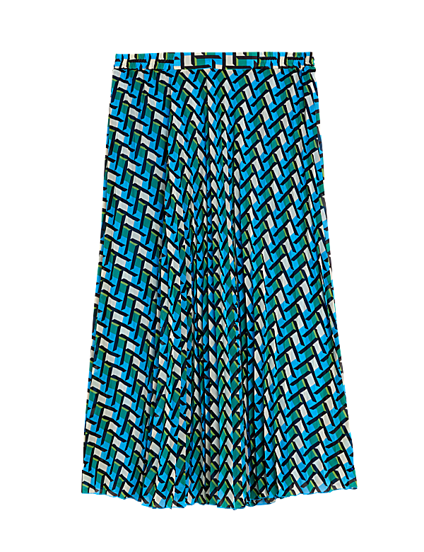 Geometric Pleated Midaxi Skirt