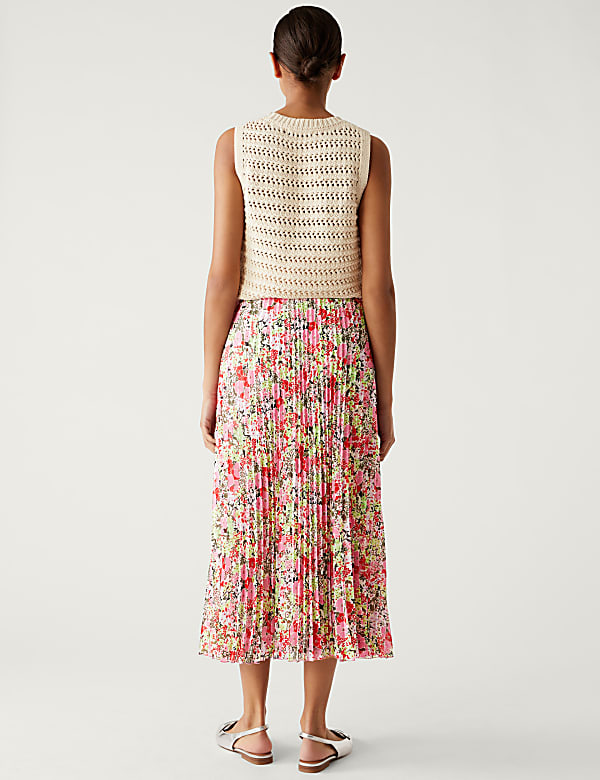 Printed Pleated Midaxi Skirt