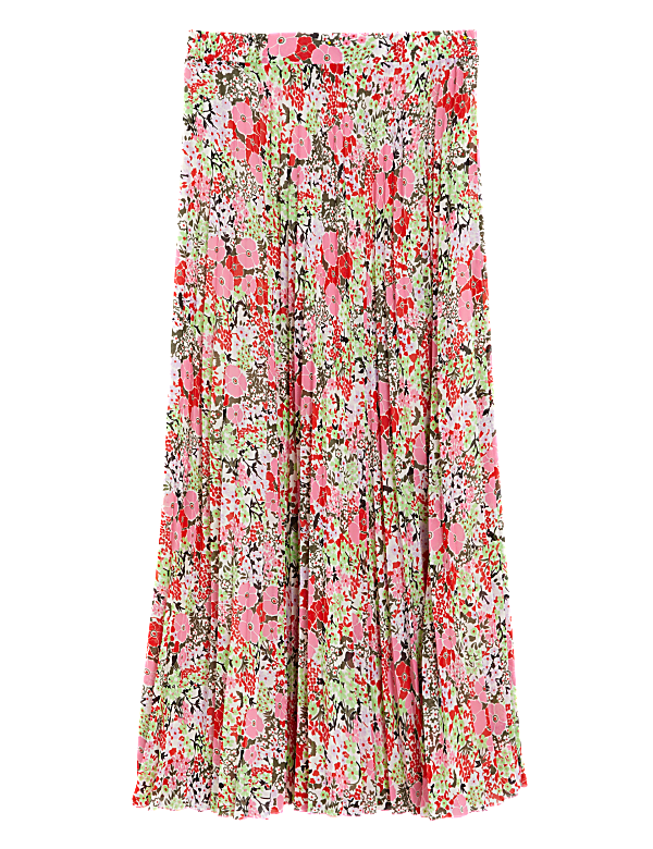 Printed Pleated Midaxi Skirt