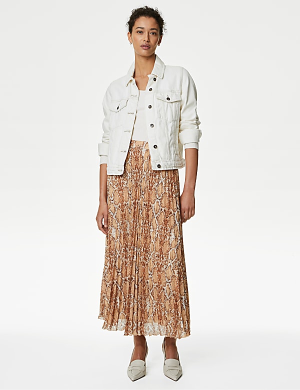 Printed Pleated Midaxi Skirt
