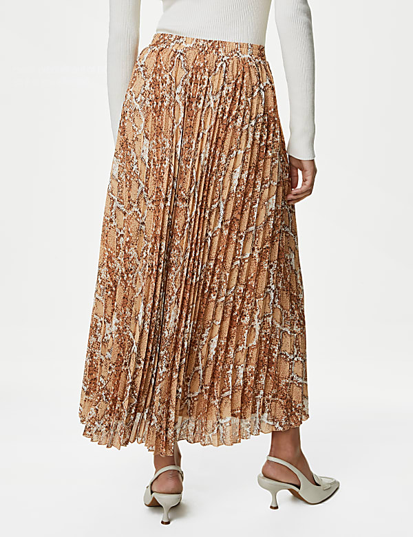 Printed Pleated Midaxi Skirt