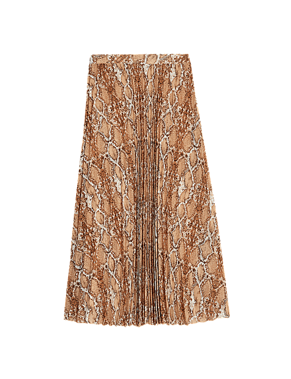 Printed Pleated Midaxi Skirt