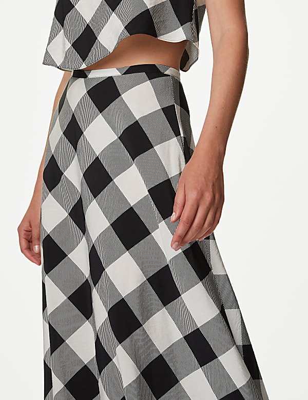 Falda maxi de corte en A de cuadros - ES