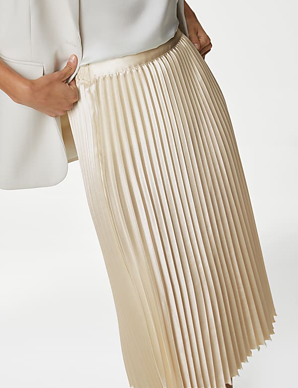 Satin Pleated Midaxi Skirt