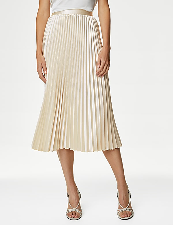 Satin Pleated Midaxi Skirt
