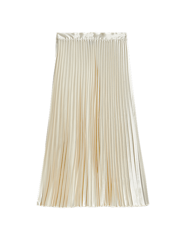 Satin Pleated Midaxi Skirt