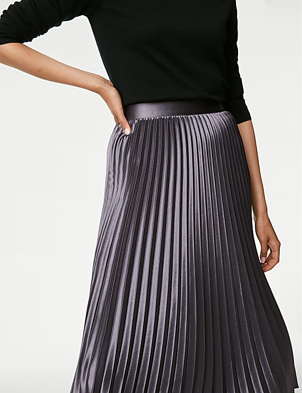 Satin Pleated Midaxi Skirt