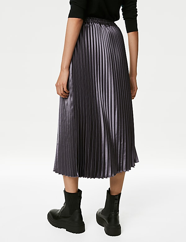 Satin Pleated Midaxi Skirt