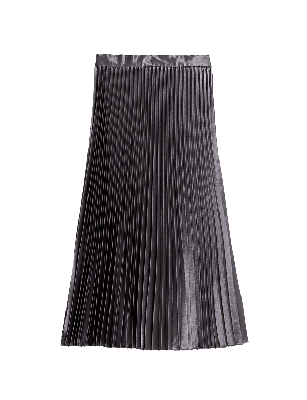 Satin Pleated Midaxi Skirt