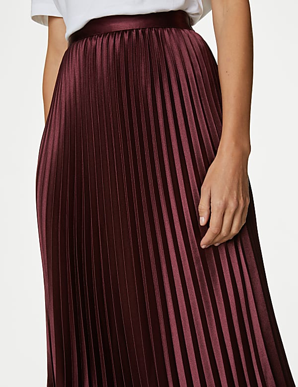 Satin Pleated Midaxi Skirt