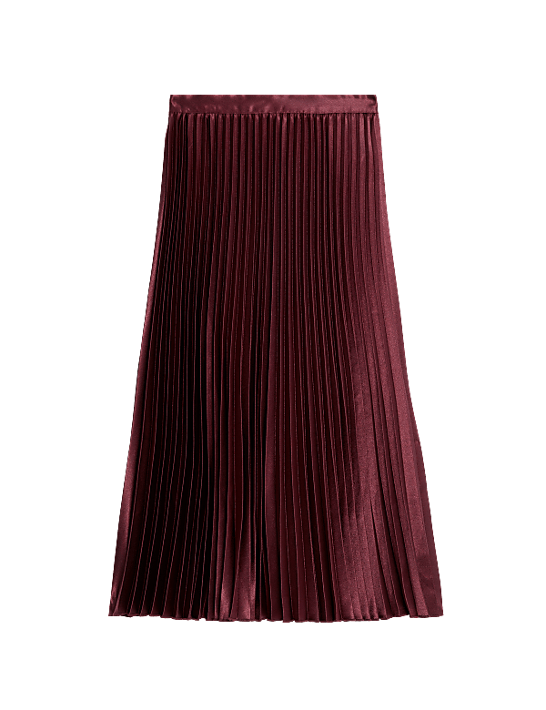 Satin Pleated Midaxi Skirt